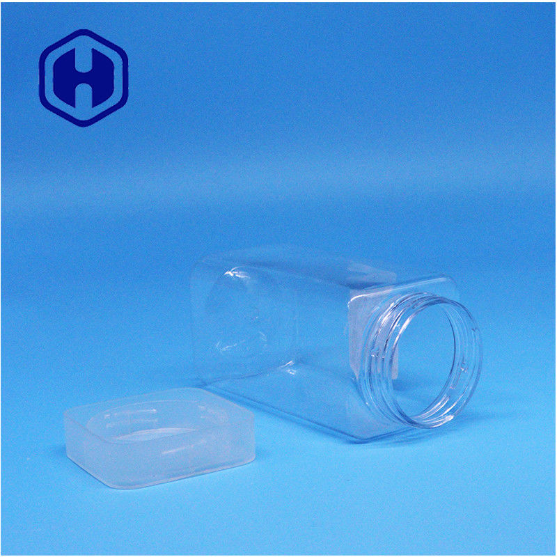 Açık kare fıstık ezmesi jöle çay yaprağı fıstık plastik PET kavanozlar düz vida üst kapağı