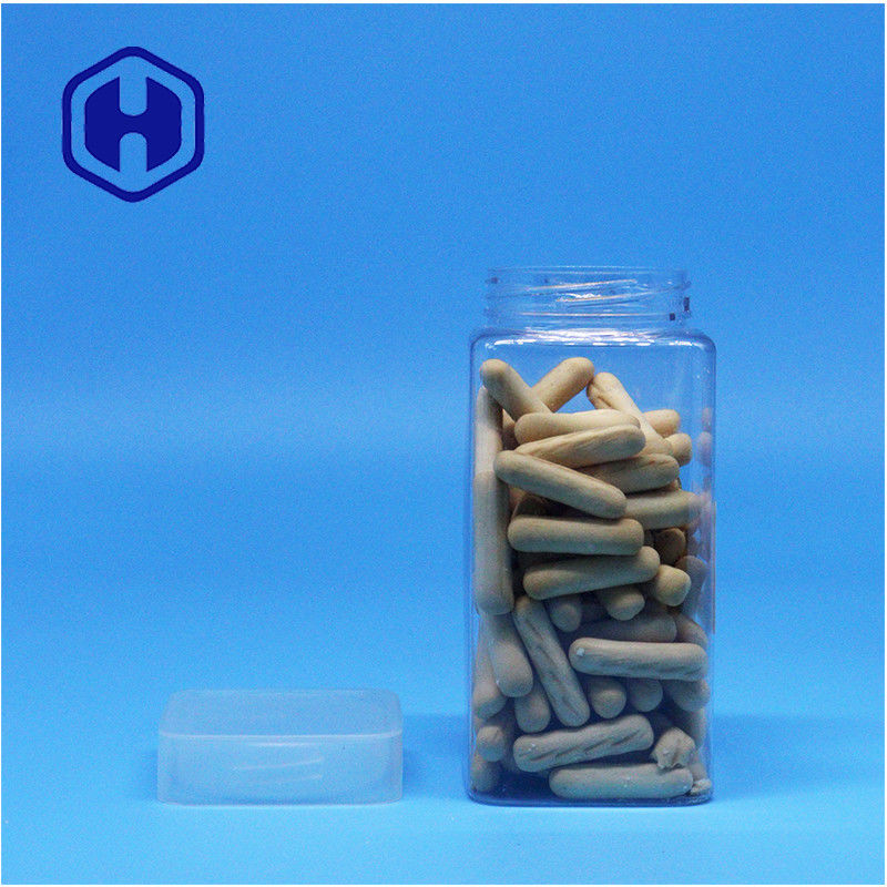 Açık kare fıstık ezmesi jöle çay yaprağı fıstık plastik PET kavanozlar düz vida üst kapağı