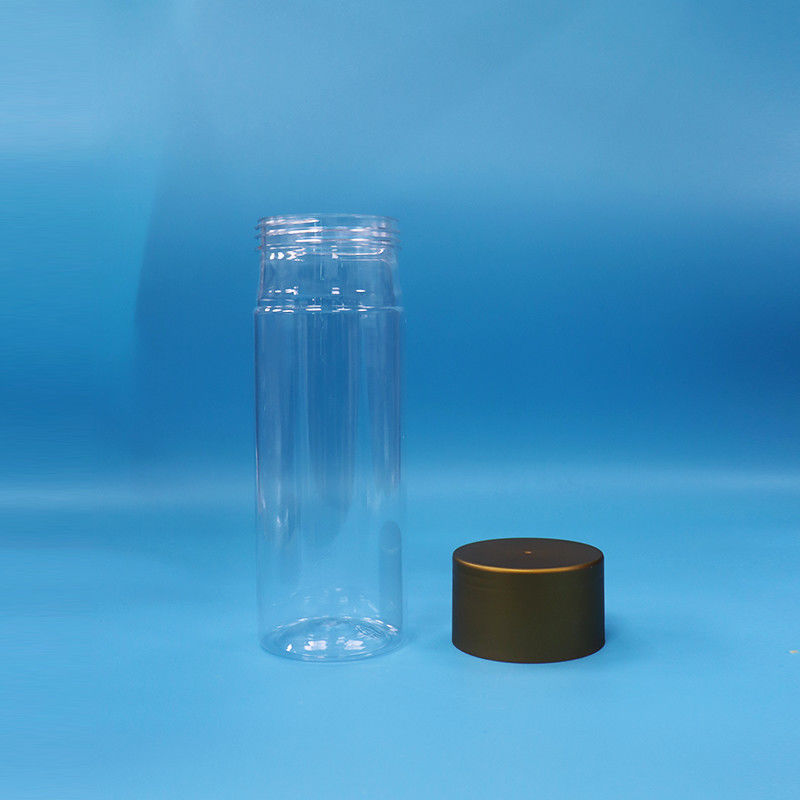Açık PET Plastik Kurabiye Şeker Bebek Yiyeceği Yüksek Silindir Yuvarlak Yiyecek Kavanozları Döşeme Kapağı