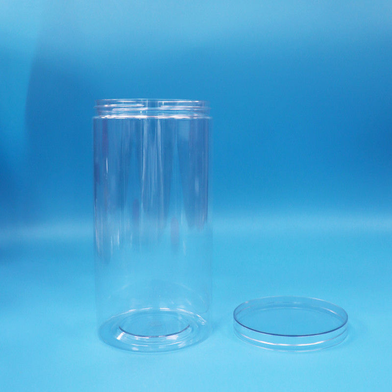 Gıda Derecesi Açık PET Silindir Yuvarlak Plastik Şekerli Kurabiye Gıda Kavanozu Filtresi Açık Kapağı