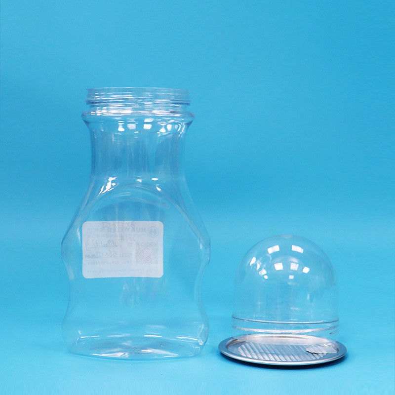 Yeni Şekil Tasarımı Çocuk Yiyecekleri Sert Şekerli vida Kapak Açık Plastik PET Gıda Kaliteli Kavanoz