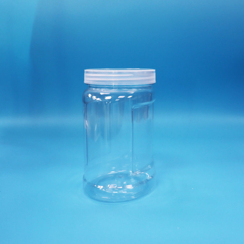 Gıda Kuruyemiş Şekerleme Erişte Gıda Sınıfı İçin Kurcalamaya Dayanıklı Beyaz Kapaklı PET Plastik Şeffaf Kavanoz