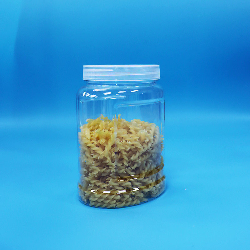 Gıda Kuruyemiş Şekerleme Erişte Gıda Sınıfı İçin Kurcalamaya Dayanıklı Beyaz Kapaklı PET Plastik Şeffaf Kavanoz