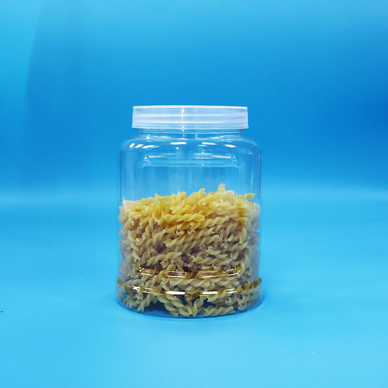 Gıda Kuruyemiş Şekerleme Erişte Gıda Sınıfı İçin Kurcalamaya Dayanıklı Beyaz Kapaklı PET Plastik Şeffaf Kavanoz