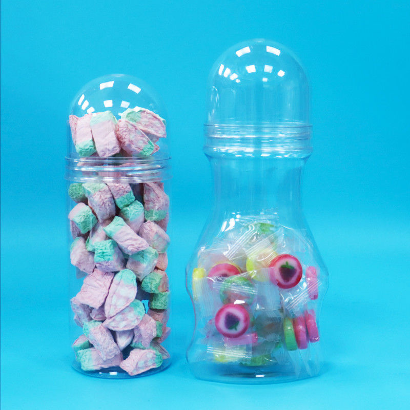 Bebek Yiyecekleri Vuruş Kapak Açık Plastik PET Gıda Derecesi Kavanoz Sert Şekerler İçin Yeni Tasarım