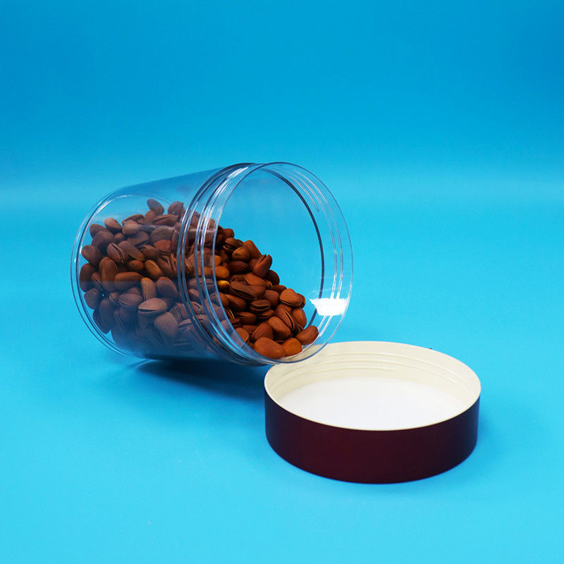 BPA içermeyen Şekerli Kurabiye Fındıkları Gıda Kaliteli PET Şeffaf Plastik Kavanoz Vuruşlu Kırmızı Kapak