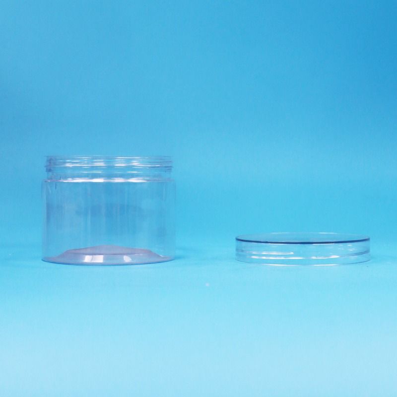Gıda Sınıfı Şeffaf PET Plastik Kuru Gıda Şeker Kuruyemiş Hediye Kavanozları Vidalı Düz Kapaklar