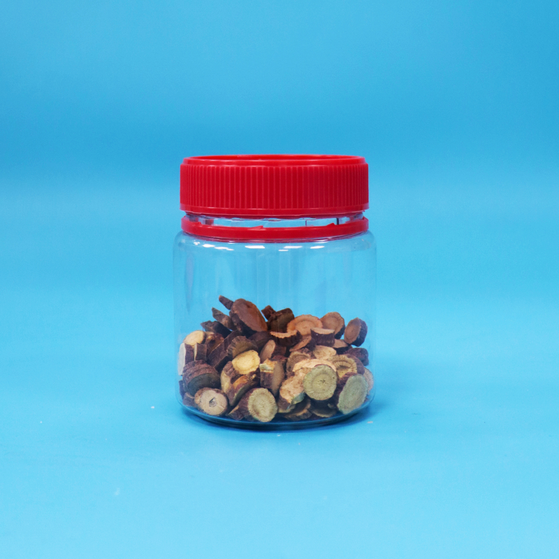 Küçük Boş Gıda Sınıfı vida Kırmızı Kapak Açık Plastik PET Tatlı Fındık Depolama Küpleri