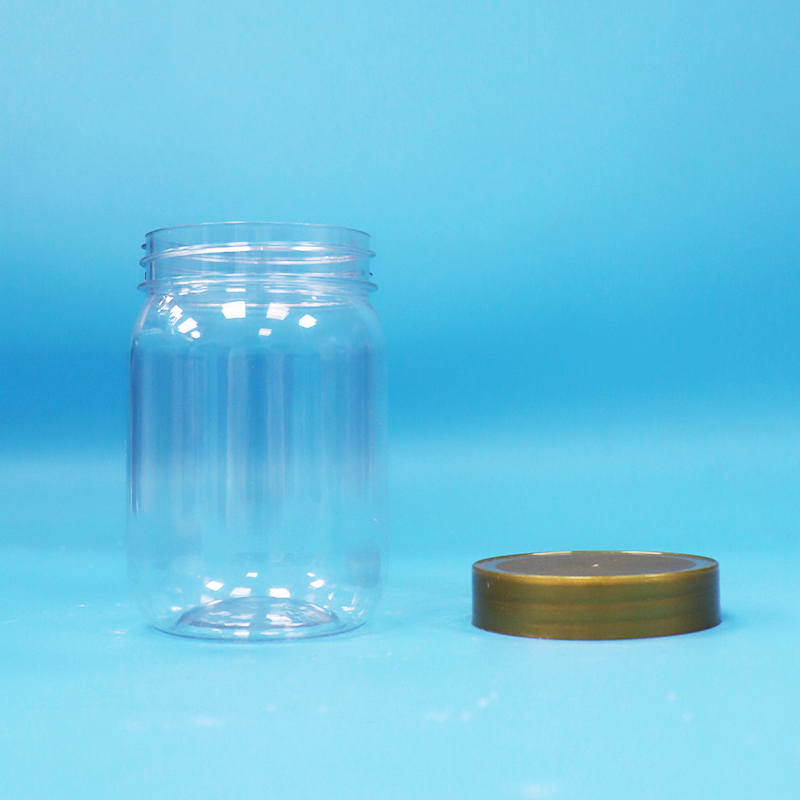 PET Gıda Sınıfı Açık Yuvarlak Silindir Lollipop Bal Kurabiye Plastik Kavanoz vida Kahverengi Kapağı