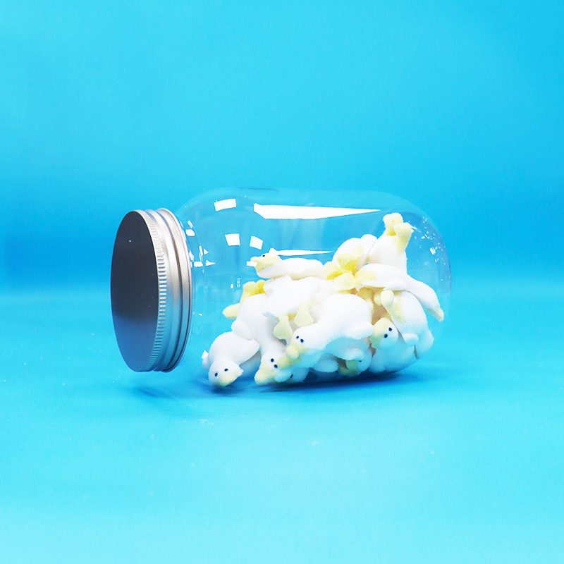 Alüminyum Vida Düz Kapak Şeffaf Pet Plastik Yuvarlak Kavanoz Gıda Şeker Kuruyemiş Bpa İçermez