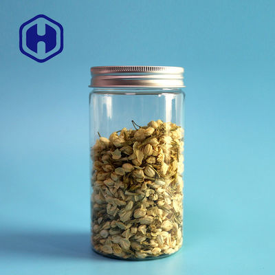 Yuvarlak Düz 70mm Atıştırmalıklar Alüminyum Kapaklı Şeffaf Plastik Kavanoz 490ml