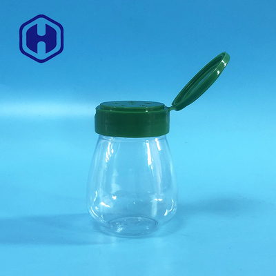 Küçük Tuz Biber Yuvarlak PET Boş Plastik baharat kavanozu 100 ml Flip Top Kapak 6 delik