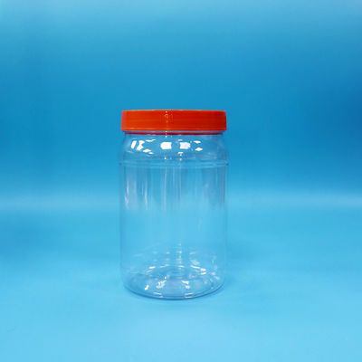 Şeffaf PET Plastik Yuvarlak Gıda Şekerli Kurabiye Paketleme Kavanoz Kırmızı Renkli vida Kapak