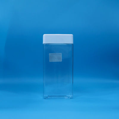 Kolay Açık Şeffaf Gıda PET kare Plastik Şekerli kurabiye Kavanoz Beyaz Plastik Kapak