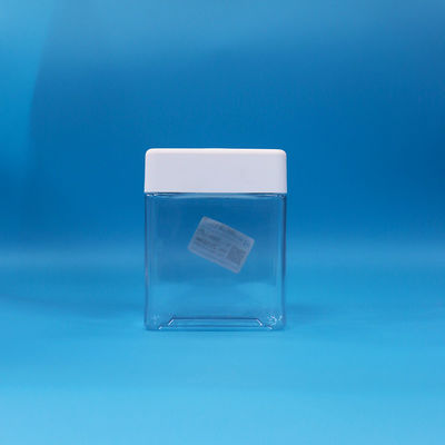 Şeffaflık PET Şekerleme Atıştırmalık Plastik Gıda Sınıfı Kare Kavanozlar Düğüm Kapakları