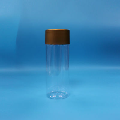Açık PET Plastik Kurabiye Şeker Bebek Yiyeceği Yüksek Silindir Yuvarlak Yiyecek Kavanozları Döşeme Kapağı