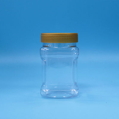 Hava geçirmez benzersiz şekil Şeffaf PET Şekerleme Gıda Kaliteli Plastik Kavanoz Kahverengi Düz Kapak