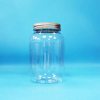 Gıda Derecesi Açık PET Plastik Yuvarlak Kavanoz Alüminyum vida Yassı Kapağı Gıda Şekerli Fındıklar İçin