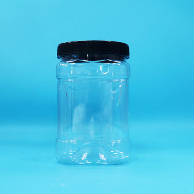 Açık kuru meyve ve fındık kare PET siyah düz kapağı olan plastik tutma kavanozları