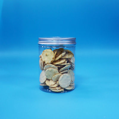 Özel Gıda Şekerli Kurabiye Şeffaf PET Plastik Yuvarlak Kavanozlar Alüminyum Düz Kapaklar