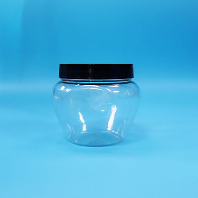 Mühürlü Şeffaf Bireysel Biçim Plastik PET Şekerleme Gıda Kurabiye Kavanozu Siyah Plastik Kapağı