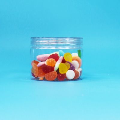 Şeffaf PET Plastik Kuru Gıda Şeker Kurabiye Kuruyemiş Hediye Kavanozları Vidalı Düz Kapaklı Gıda Sınıfı
