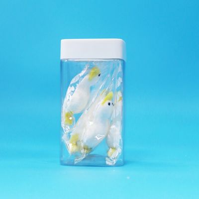Kare Beyaz Kapak Şeffaf Boş PET Plastik Gıda Şeker Kurabiye Kavanozu Gıda Sınıfı