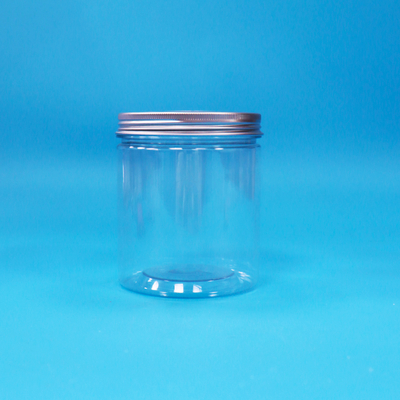 Geniş Ağız Yuvarlak Açık Plastik PET Gıda Sınıfı Tatlı Şekerlik Paketleme Kavanozu Alüminyum Kapağı