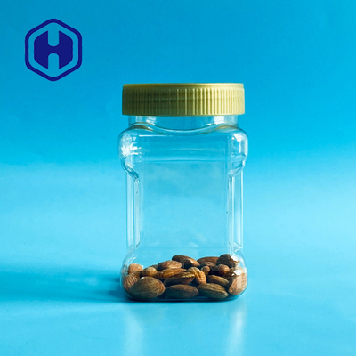 450ml 15oz Sızdırmaz Plastik Kavanoz Geniş Ağızlı Kare Şeffaf Plastik Kavramalı Kavanozlar