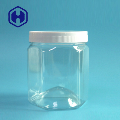 560ml 19oz Altıgen PET Plastik Kavanozlar Bpa Free Gıda Güvenli Atıştırmalıklar Vidalı Kapak