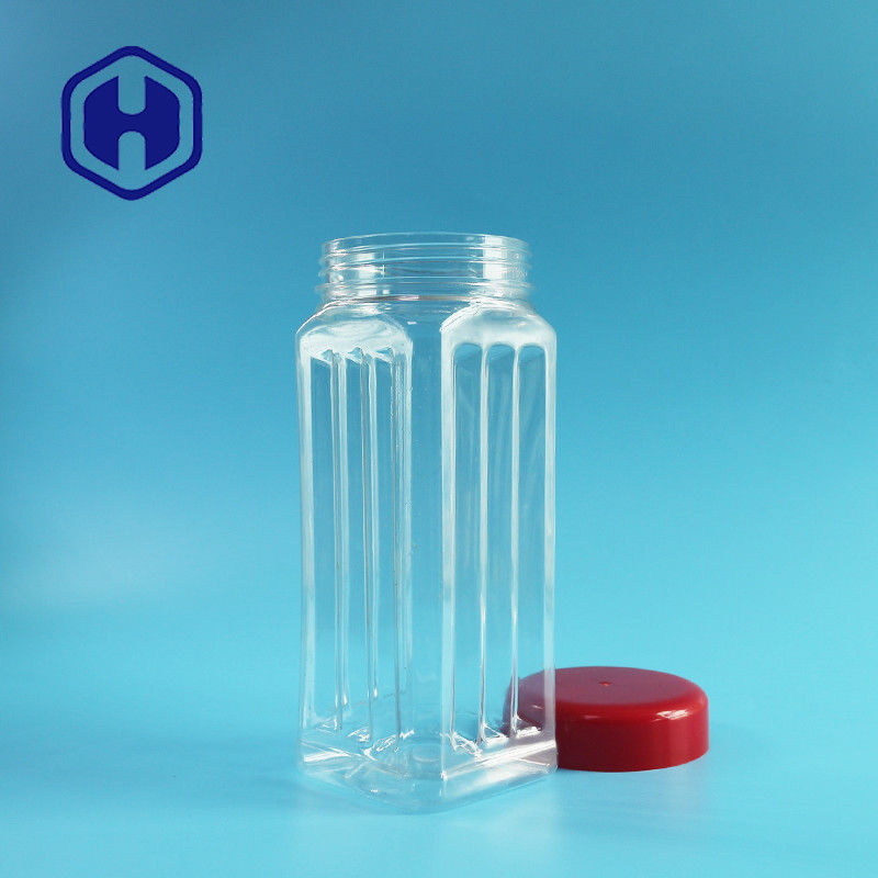 171mm Yükseklik PET Kare Kavanoz Dökme Kuruyemiş Kaju Kokulu Çay Kurutulmuş Sebze 560ml Plastik Kapak
