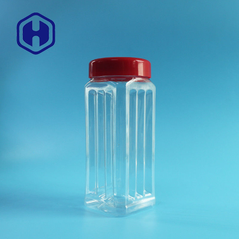 171mm Yükseklik PET Kare Kavanoz Dökme Kuruyemiş Kaju Kokulu Çay Kurutulmuş Sebze 560ml Plastik Kapak