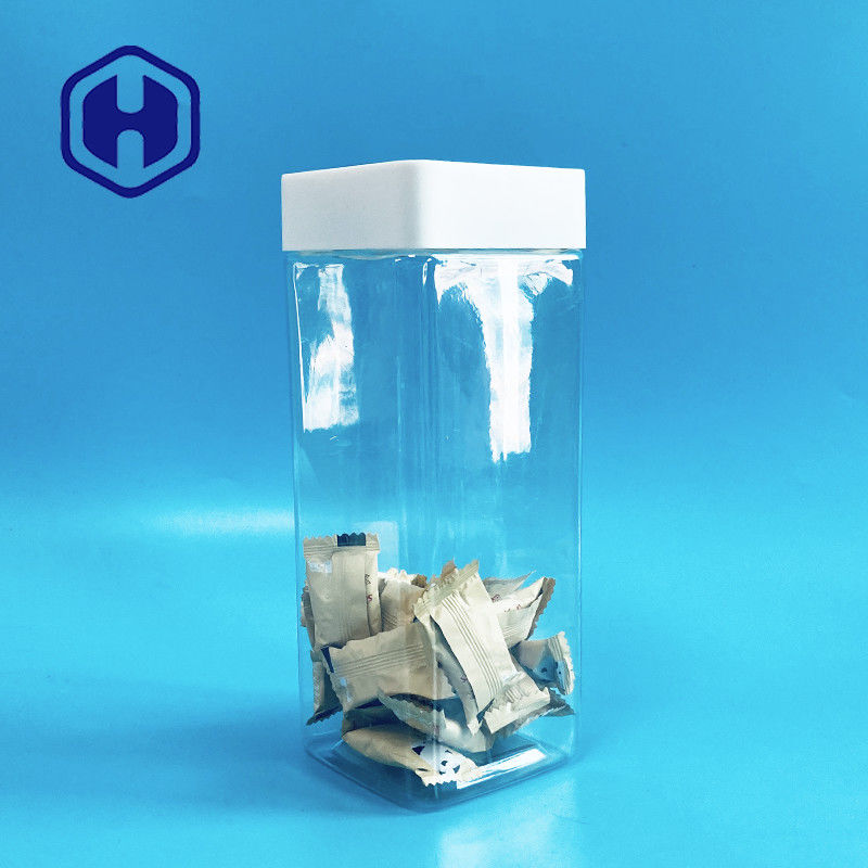 1140ml Kare Plastik Kavanozlar Vidalı Üst Tatlılar Barlar Liner Sızdırmazlıklı Gıda Sınıfı