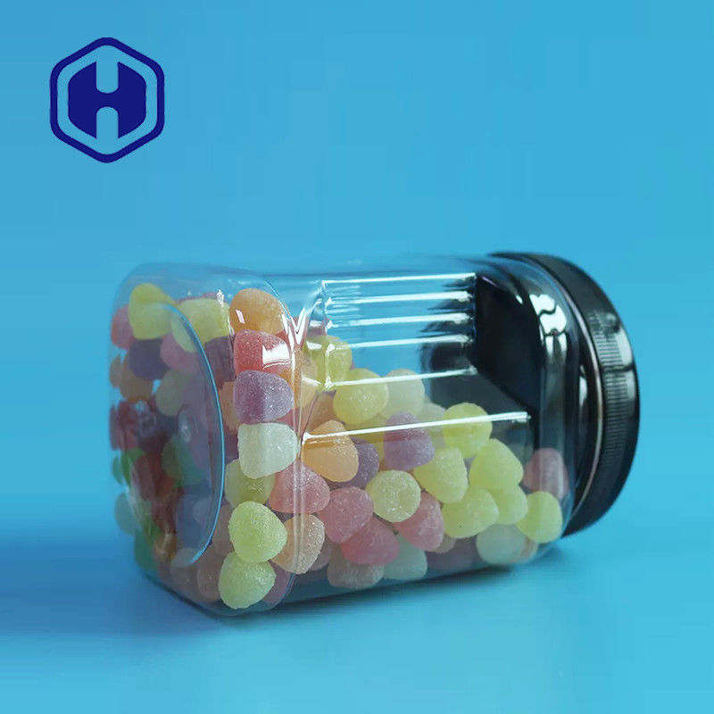 Yuvarlak Kapaklı Çerez Gıda Ambalajı ile İstiflenebilir Mason PET Kare Şeffaf Plastik Kavrama Kavanozları