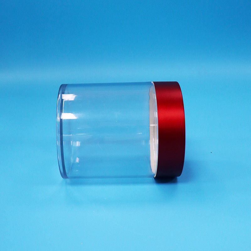 Gıda Kaliteli Şekerleme Kurabiye Kesilmiş İncirler Şeffaf PET Plastik yuvarlak kavanoz vida Kırmızı Kapak