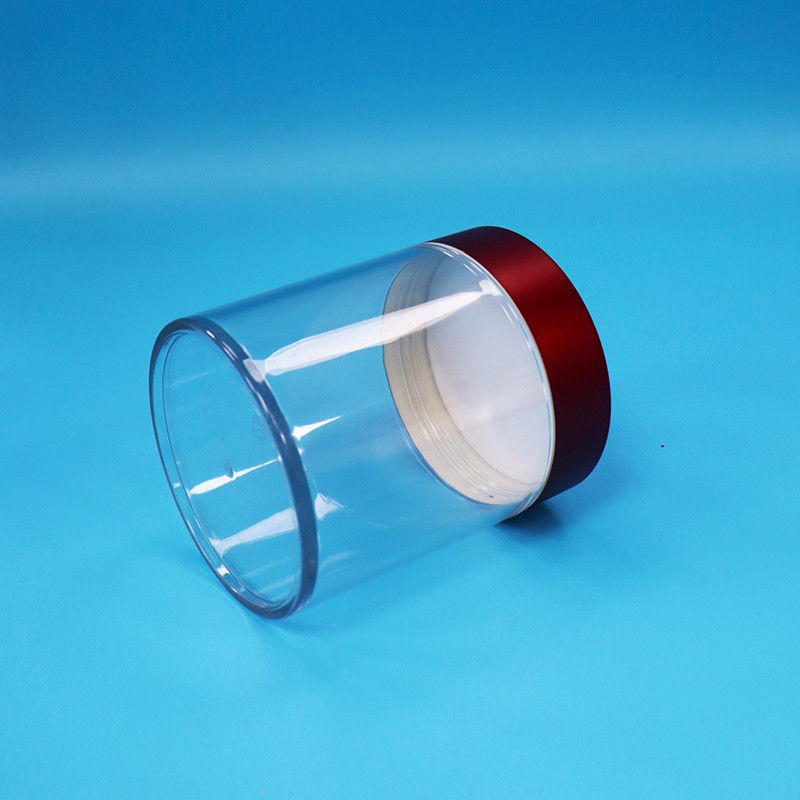 Gıda Kaliteli Şekerleme Kurabiye Kesilmiş İncirler Şeffaf PET Plastik yuvarlak kavanoz vida Kırmızı Kapak