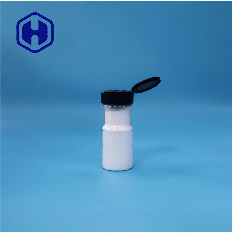 Şeffaf yuvarlak plastik tuz mısır nişasta gıda kalitesi baharat kavanozu Flip Top Kapak