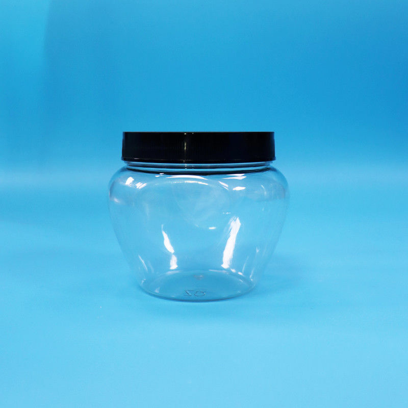 Eşsiz Şekil Açık Kapalı Plastik PET Şekerleme Yiyecek Kurabiye Kavanozu Plastik vida Düz Kapak