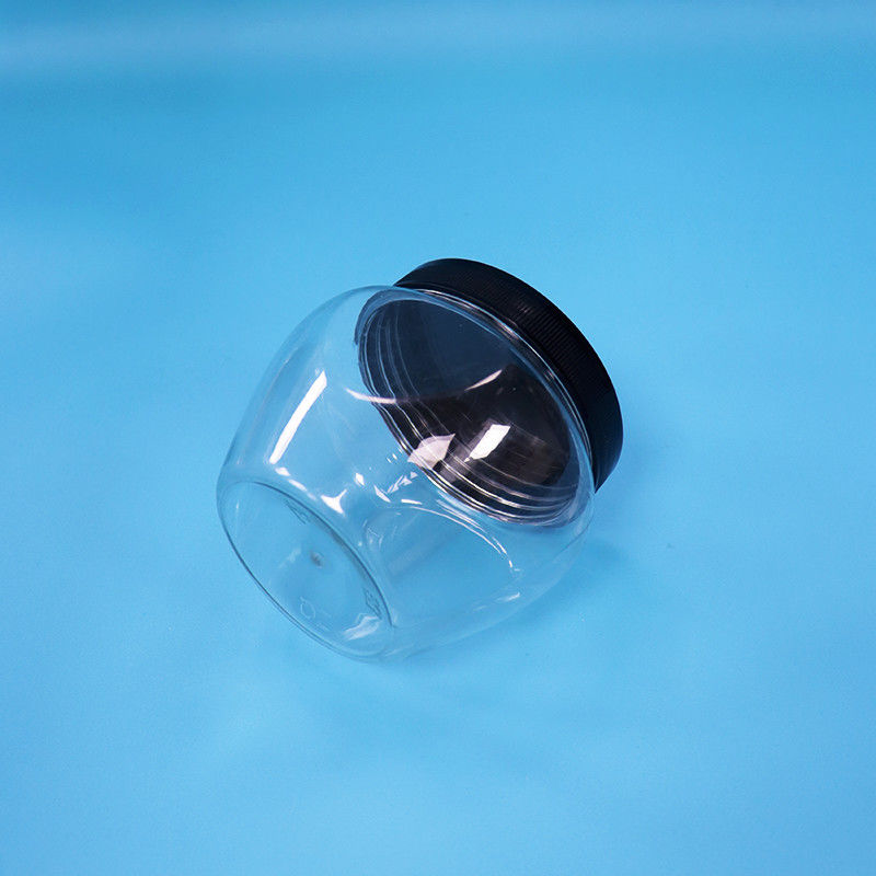 Eşsiz Şekil Açık Kapalı Plastik PET Şekerleme Yiyecek Kurabiye Kavanozu Plastik vida Düz Kapak