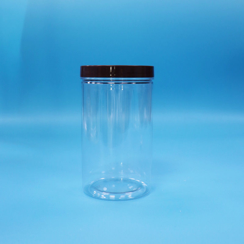 Plastik Şeffaf PET Atıştırmalık Yiyecek Tatlı Fındık Kavanozu Siyah Normal vida üst kapağı ile