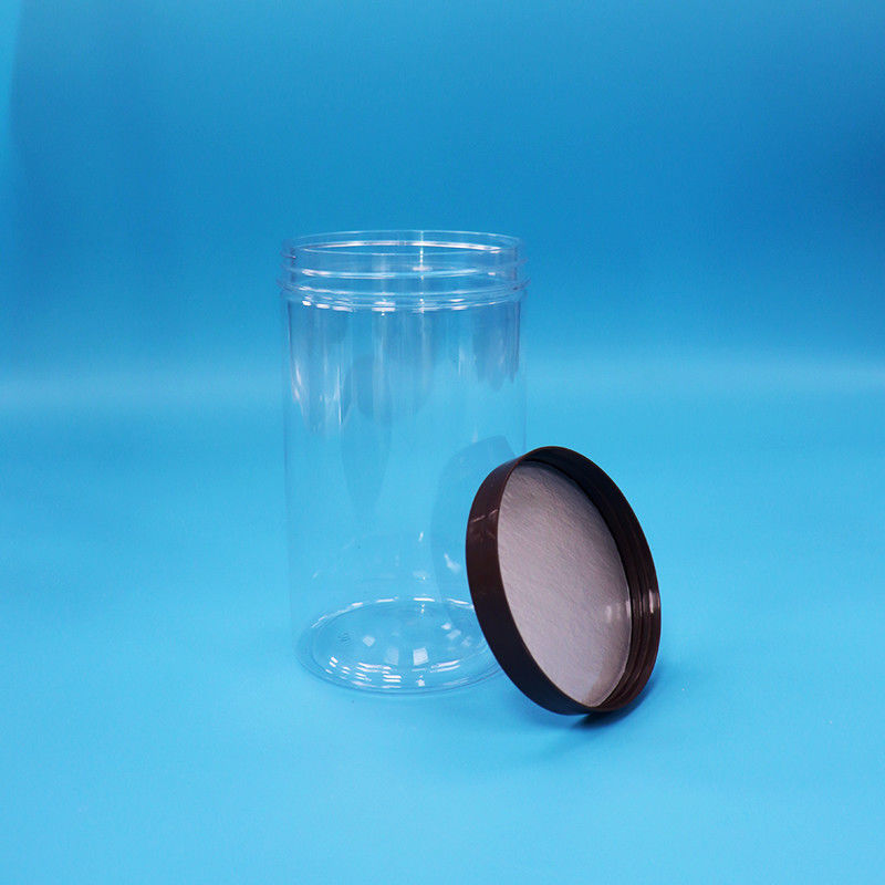 Plastik Şeffaf PET Atıştırmalık Yiyecek Tatlı Fındık Kavanozu Siyah Normal vida üst kapağı ile