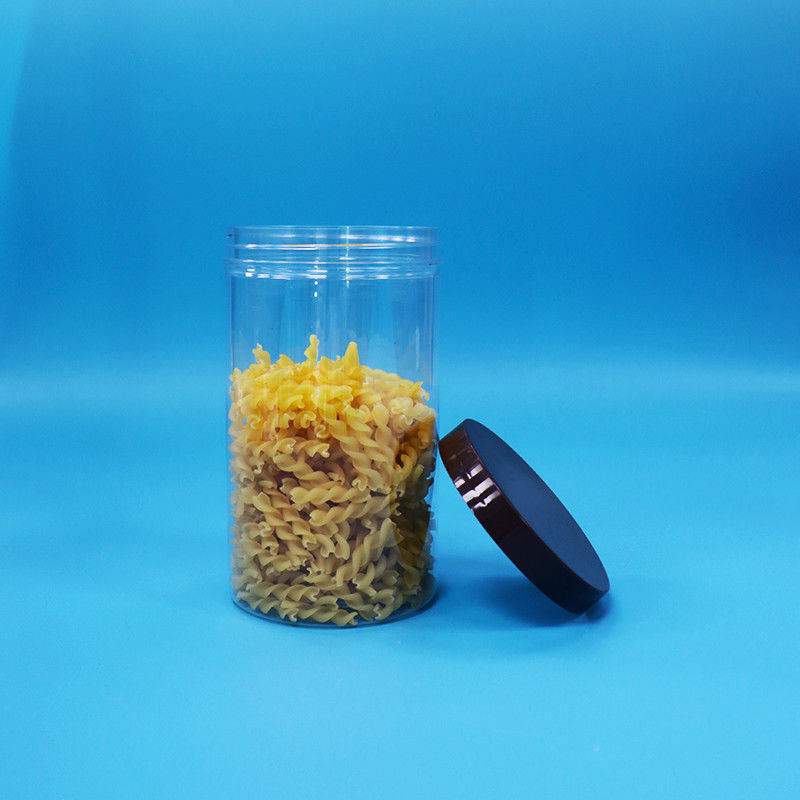 Plastik Şeffaf PET Atıştırmalık Yiyecek Tatlı Fındık Kavanozu Siyah Normal vida üst kapağı ile