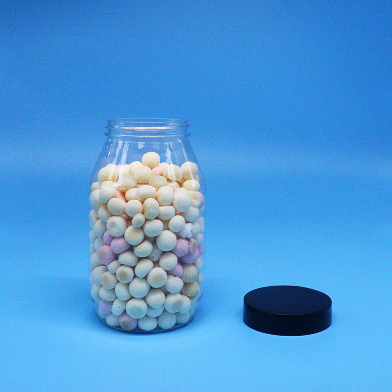 Kurabiyeler Şekerlemeler Kuruyemişler Yüksek Kaliteli Şeffaf Yuvarlak Geniş Ağızlı PET Plastik Kavanoz Vidalı Kapak