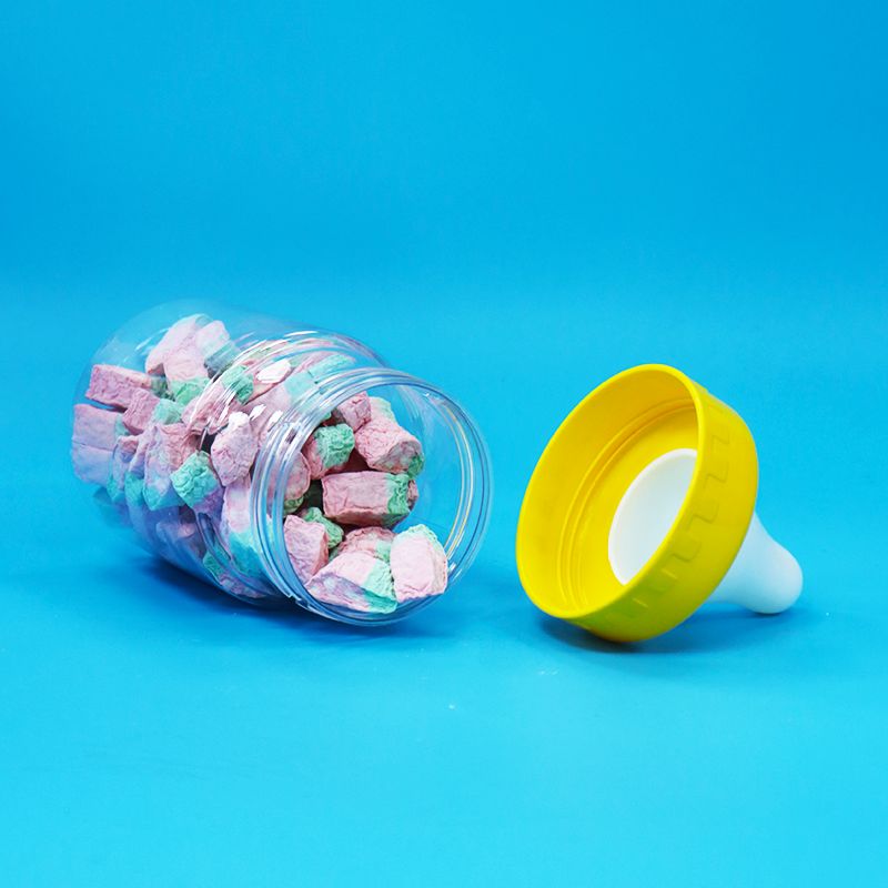 Gıda sınıfı Şeffaf PET Plastik Kapalı Kavanoz Vuruş Kapak Gıda Şekerli Kurabiye