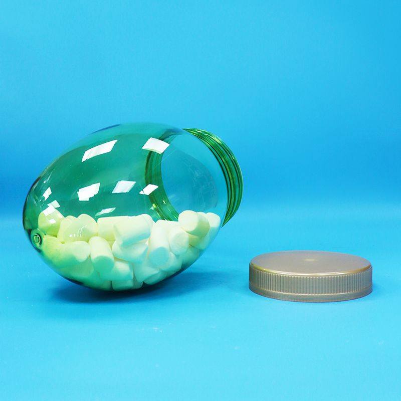 Eşsiz Şekilli Şeffaf Plastik PET Gıda Sınıfı Kuruyemiş Fıstık Şekeri Kavanozu Vidalı Düz Kapak