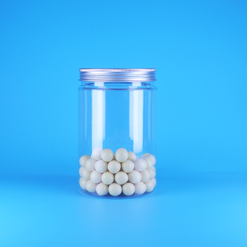 Şeffaf Geniş Ağızlı PET Plastik Bebek Maması Şeker Uzun Yuvarlak Kavanoz Alüminyum Düz Kapak