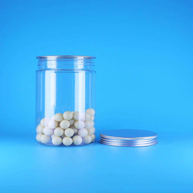 Şeffaf Geniş Ağızlı PET Plastik Bebek Maması Şeker Uzun Yuvarlak Kavanoz Alüminyum Düz Kapak