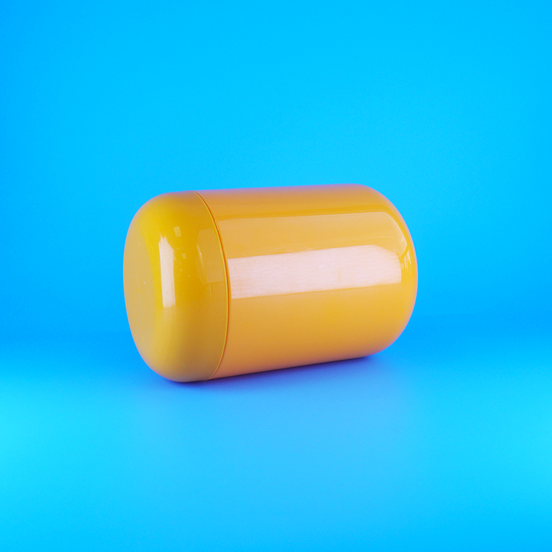 Yuvarlak Şekilli Gıda Sınıfı Turuncu Plastik PET Vidalı Düz Turuncu Kapaklı Kurabiye Şeker Kavanozları