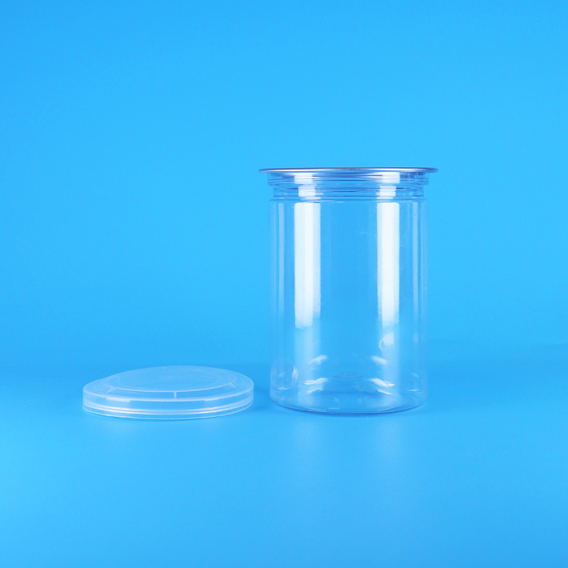 BPA İçermeyen Şeffaf Yuvarlak PET Plastik Şeker Yoğurt Bebek Maması Kurabiye Kavanozları PE Kapaklı