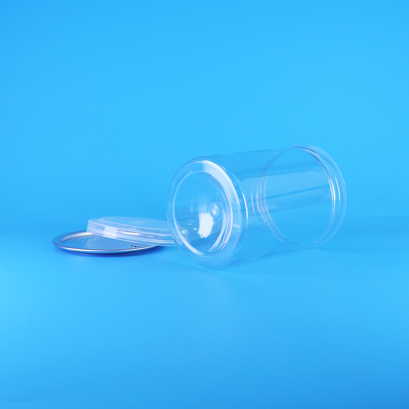 BPA İçermeyen Şeffaf Yuvarlak PET Plastik Şeker Yoğurt Bebek Maması Kurabiye Kavanozları PE Kapaklı